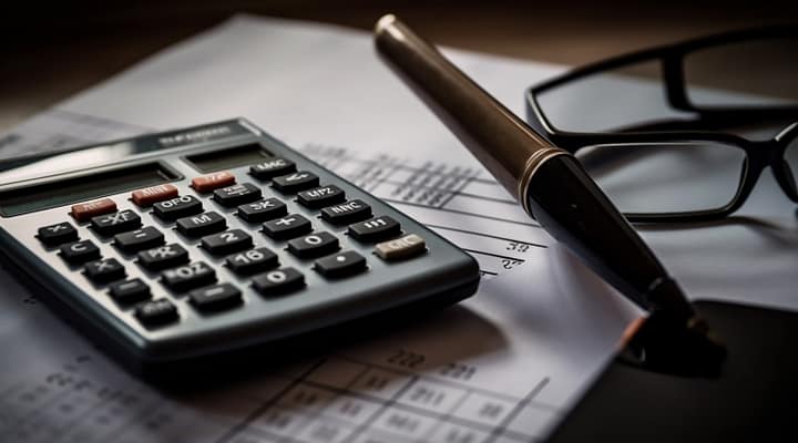 calculator pen and paper